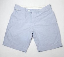 Vintage Polo Ralph Lauren Shorts Mens Sz 32 Blue Chino Dog Logo Chambray Cotton