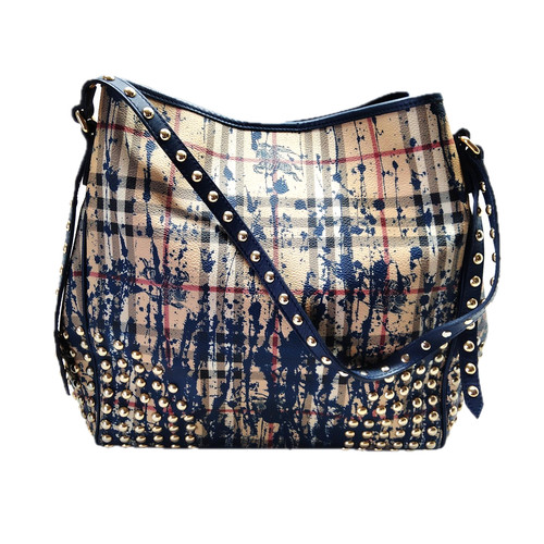 BURBERRY Special Edition Studded Canterbury Tote Haymarket Check Shoulder Bag