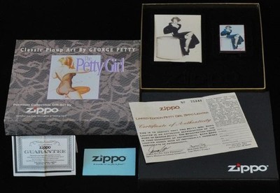 Vintage Zippo Classic Pin-Up Art ''Petty Girl'' Gift SET Lighter with Box Unfired