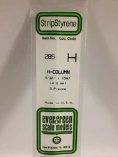 Evergreen Scale Models 14in Styrene H-Column .156in .40cm pkg(3) 285