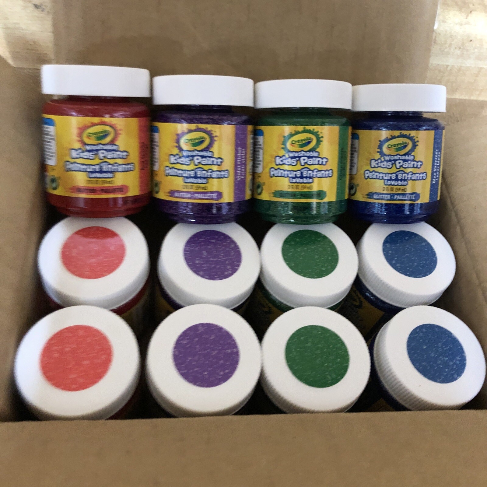 12 Pack Crayola Glitter Washable Kids Paint 4 Colors 2oz Eac