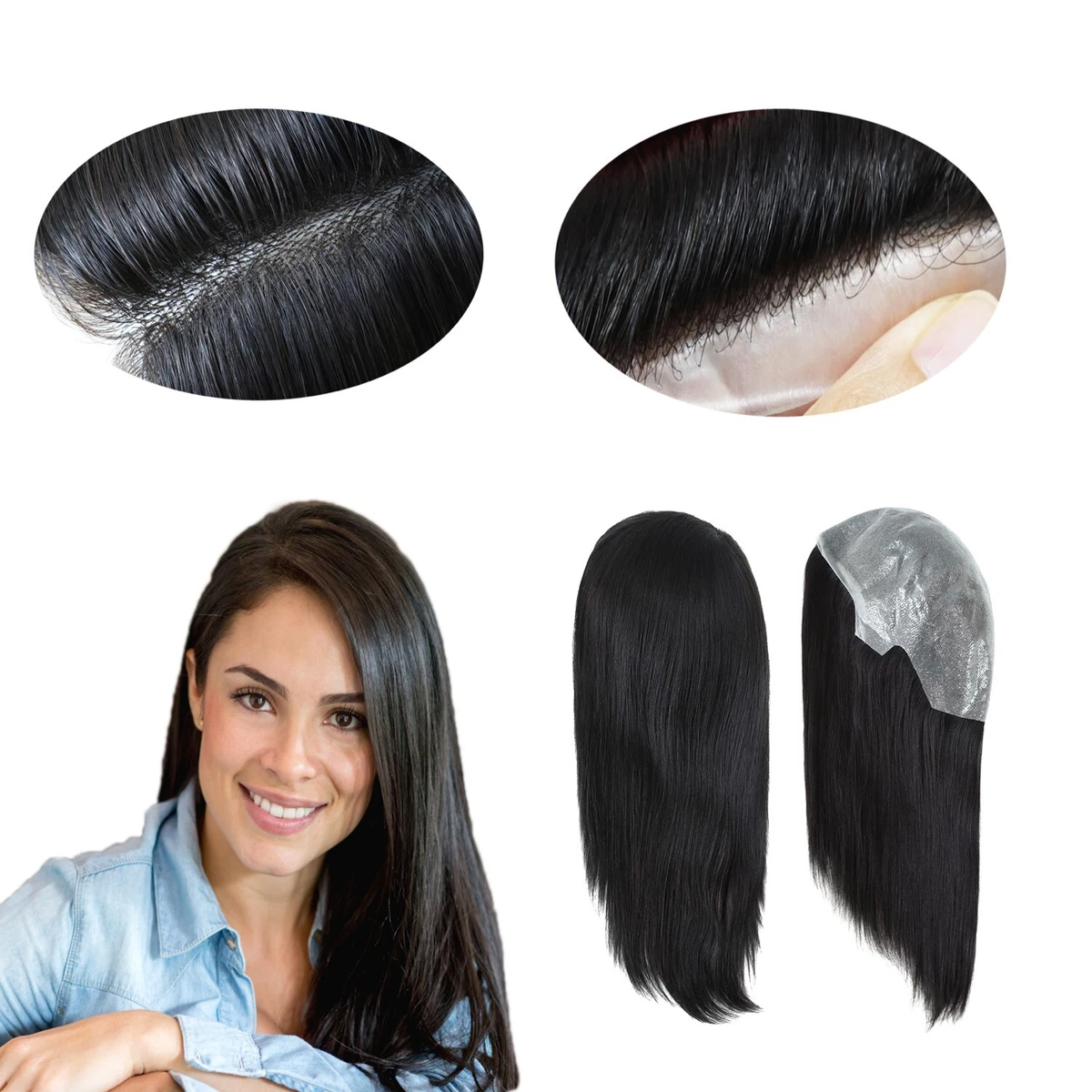 Women Chinese Culticle Remy Hair Full Thin Skin Wigs Human Hair