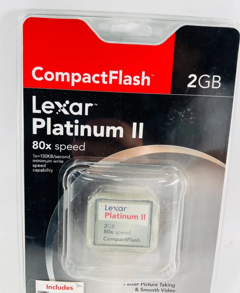 Lexar 2GB Platinum II 2GB 80X Speed Compact Flash Card (CF2GB-80-633) New Sealed - Image 2 of 4