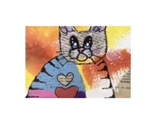 Aceo By Kenna Original HP Painting Cat 3.5” X 2.5” Signed