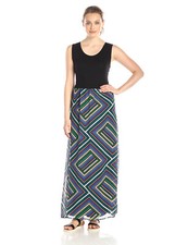 NWT CALVIN KLEIN Size MEDIUM Colorblocked Maxi Long Dress Sleeveless Retail $99