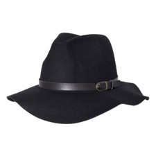 Fedora Hats Women Ladies Vintage Large Felt Trilby Fedora Jazz Wide Brim Hat Cap