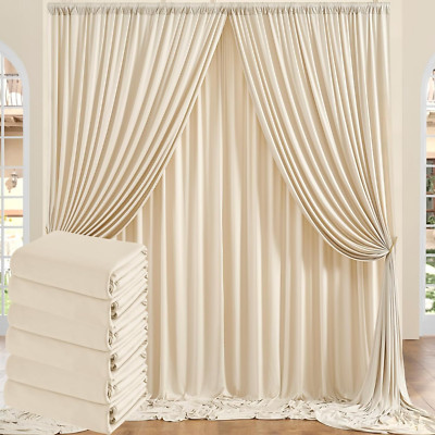 30Ft X 10Ft Beige Wrinkle-Free Backdrop Curtain for Weddings & Parties