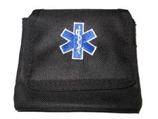 Embroidered Star of Life Glove Pouch (BLACK) for Ambulance, Paramedic, Medic EMT