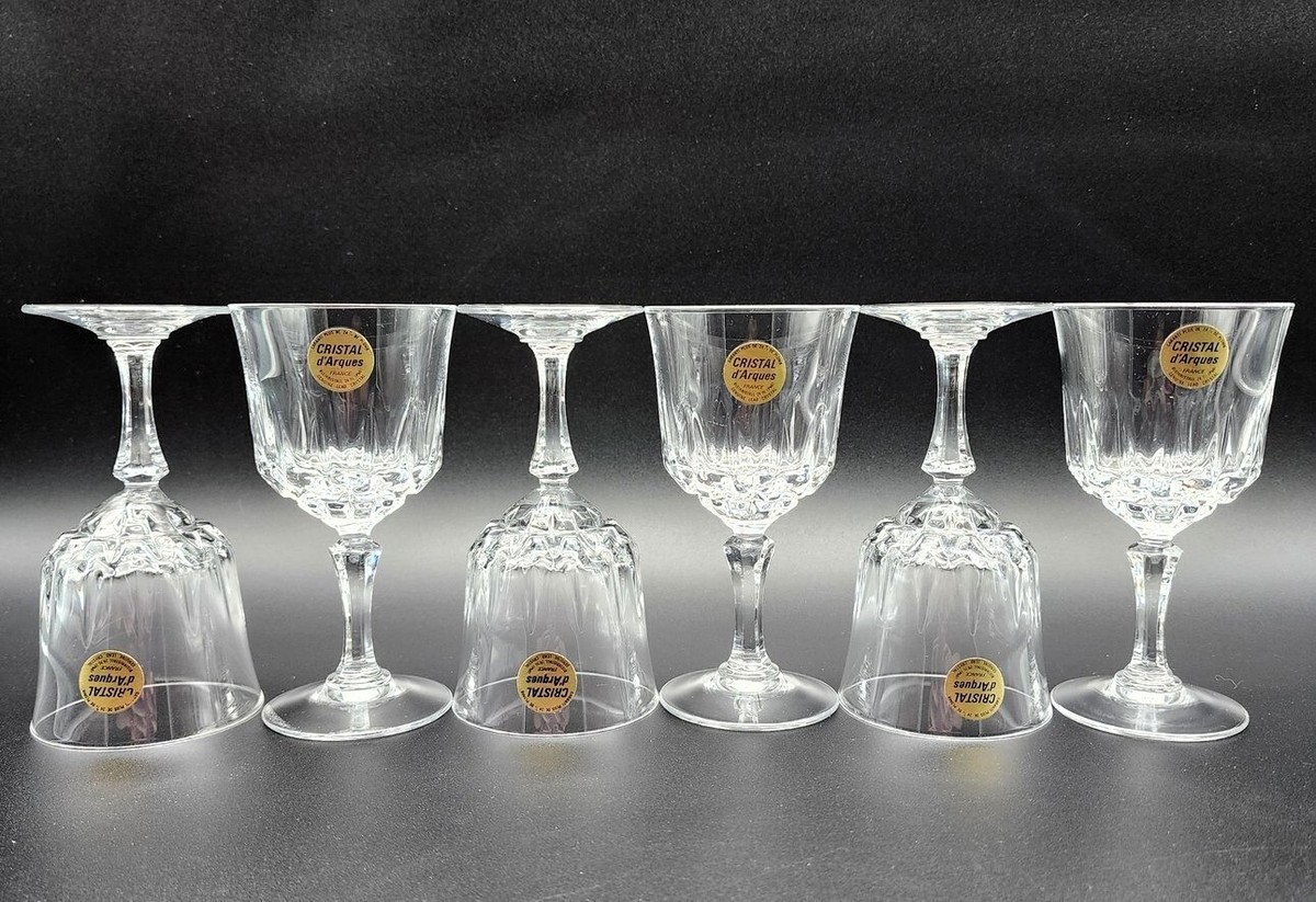 Set 6 Vintage Crystal Wine Glasses Cristal France Genuine Lead