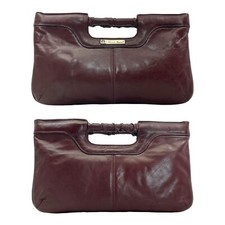 Vintage 70s ETIENNE AIGNER Medium Leather Clutch Bag Handbag Slim Hinge OXBLOOD