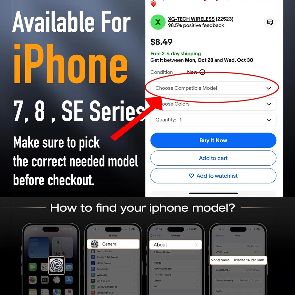 For Apple iPhone 7 8 7 8 Plus SE 2 3 Shockproof Leather Case Non Slip Slim Cover - Image 2 of 4