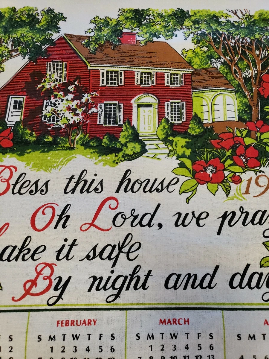Vintage Cloth 1971 Calendar "Bless this House Oh Lord" 27" x 17” | eBay