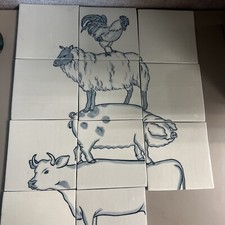 Tile Mural Backsplash Ceramic Cow Pig Sheep Chicken Animal Art - Missing 1 Tile