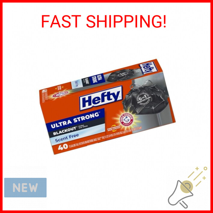 Hefty Ultra Strong Blackout Kitchen Trash Bags - 13 Gallon, 40 Count