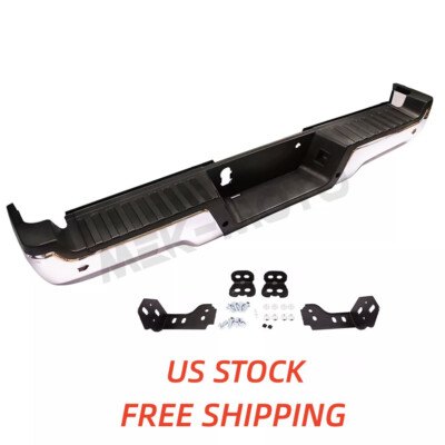 #ad #ad For 2017 2022 Ford F 250 F 350 F 450 Chrome Rear Bumper Assembly W Sensor Holes $185.99