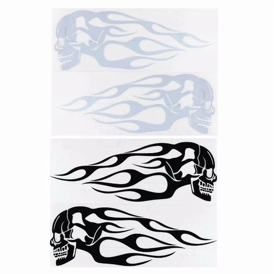 Motorcycle Gas Tank Flames Skull Vinyl Decal Waterproof Decoration Sticker DIY - Image 3 of 4