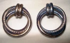 Vntg Sterling Silver 925 Twisted Rope Double Ring Pierced Ear Stud Earrings Set