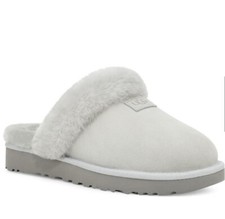 NWB UGG genuine shearling suede slipper in light grey runs large Sz 9