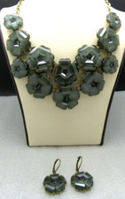 JOAN RIVERS SHIMMERING FLORAL BIB NECKLACE & EARRING SET NIB
