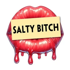 Sexy Lips Sticker 4" Beautiful Woman Salty B Girl Biting Mouth Dripping