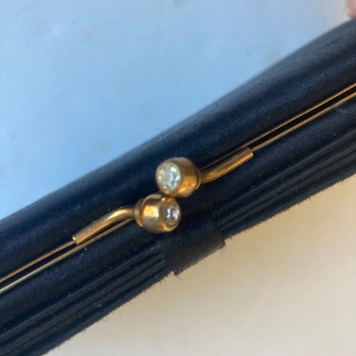 Morris Moskowitz Vintage 60s Black Satin Evening Bag Gold Chain Made in Belgium - Picture 4 of 11