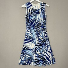 Eliza J Womens Dress 4 Blue Palm Leaf Jersey Knit Ruched Tropical Resort Vacay