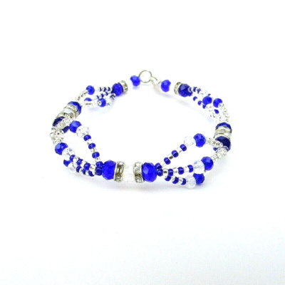 Ilde de Yemaya Tres Hilos Santeria IFA Bracelet Hecho de Crystal Orisha 8''