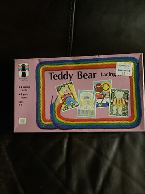 Teddy bear lacing Kit the rainbow works vintage lacing cards 1977