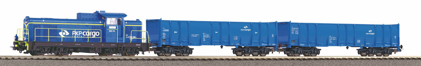 Piko H0 97937 - Start-Set mit Bettung G&uuml;terzug Diesellok SM 42   Neuware
