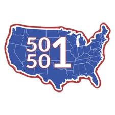 USA Shape Magnet, 50501 Movement, Fifty Fifty One, Create Peace, 5"x3"