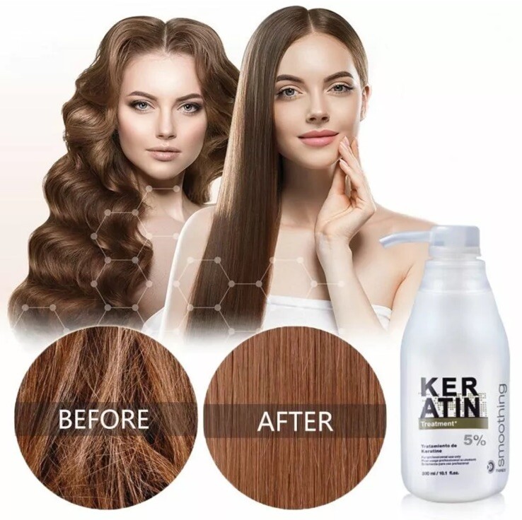 300ml 8% Curly Hair Care Keratin Straightener 100ml Purifying Shampoo Treatment