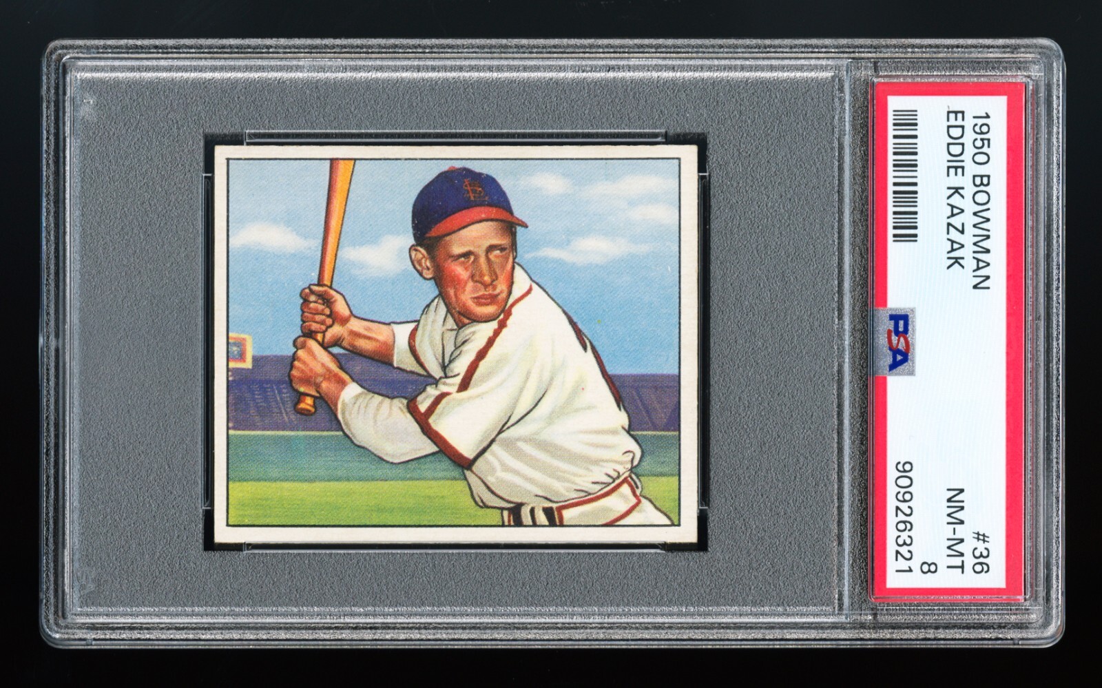 1950 Bowman #36 Eddie Kazak PSA 8 NM-MT LOW POP