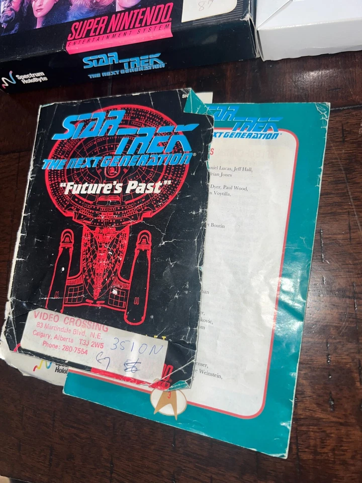Star Trek: The Next Generation - Future's Past (SNES, 1994) CIB MANUAL RIPPED - Image 2 of 4