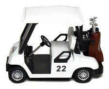 New 4.5" Kinsfun Golf Cart w/ Clubs Diecast Metal Model Caddy Toy Car White Logo