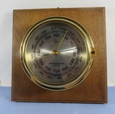 Marine Baro Compens - Barometer auf Holz - zum Aufh&auml;ngen auf Holzplatte