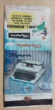 1950's Matchbook Cover John L. Bierbrauer Paris Illinois IL Olympia Typewriters thumbnail