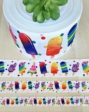 5/8, 7/8, 1.5  3" 1 YD Popsicle Grosgrain Ribbon Ice Pop Sweet Treat Birthday