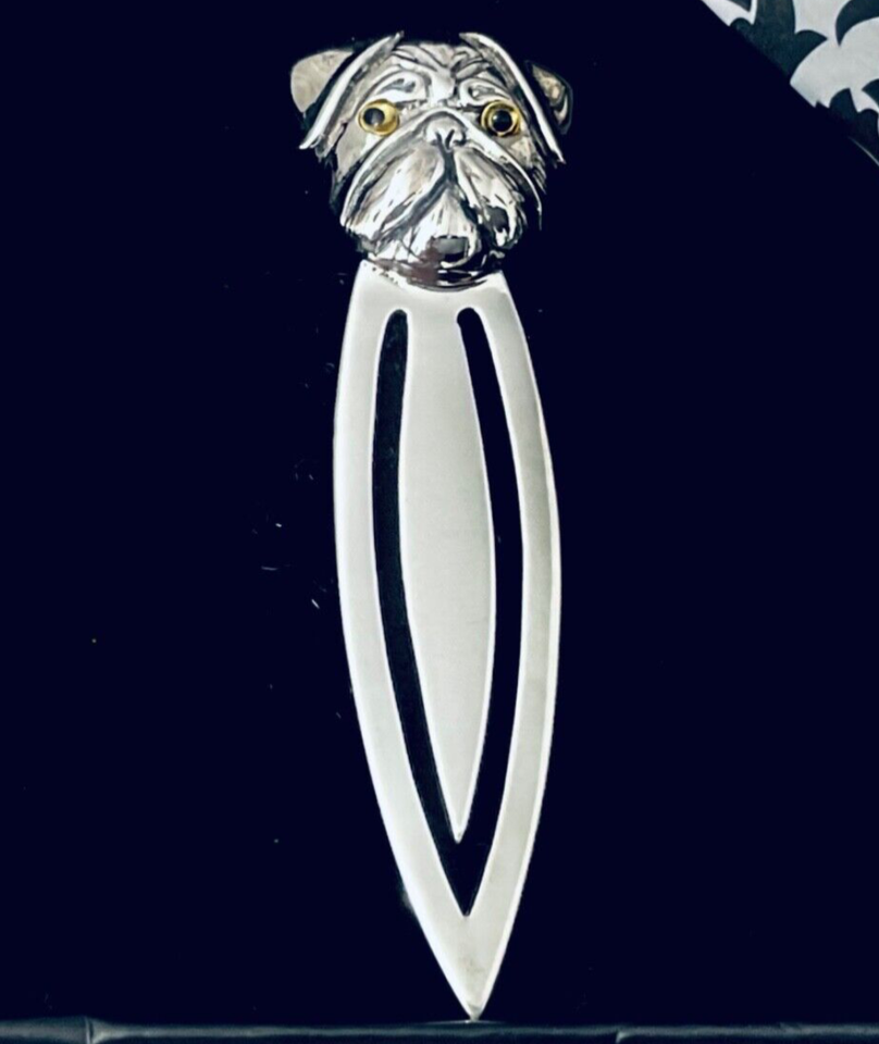 Sterling Silver British Bulldog Pug Pet Bull Dog animal Bookmark Letter