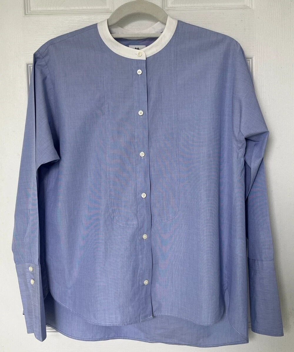 THOMAS MASON FOR J.CREW COLLARLESS SHIRT 0 PERIWINKLE BLUE | eBay