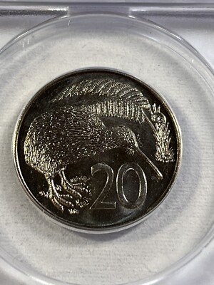 1982 New Zealand 20 Cents Pointed 2 Graded MS 65 by ANACS Low