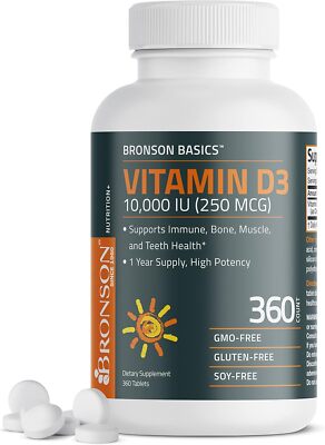 Bronson Vitamin D3 10,000 IU (250 MCG) 1 Year Supply 360 Count (Pack of 1) 