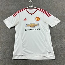 Manchester United FC Jersey Mens M White Red Chevrolet Logo Climacool Adidas