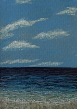 ACEO Original Seascape Art Acrylic Painting Collectible Beach Ocean Dark Waters