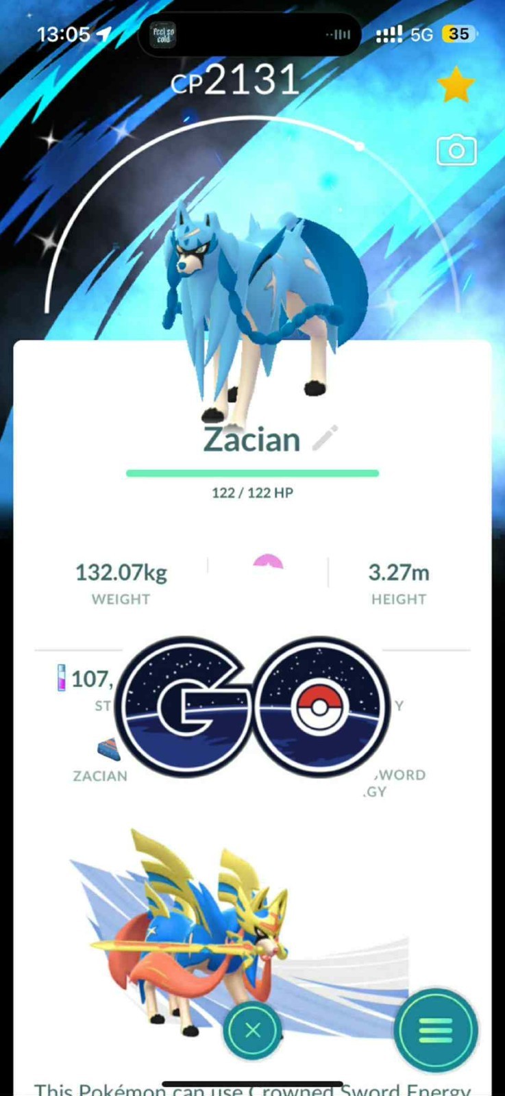 Pokémon Go - Shiny Zacian Special Background Go Fest - TRADE 20k Stardusts