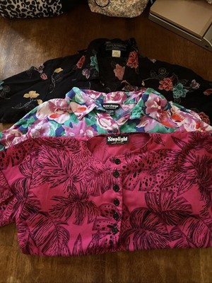 Lot Of 3 Vintage Made In USA Floral Rayon Blouses Small/Medium Fit