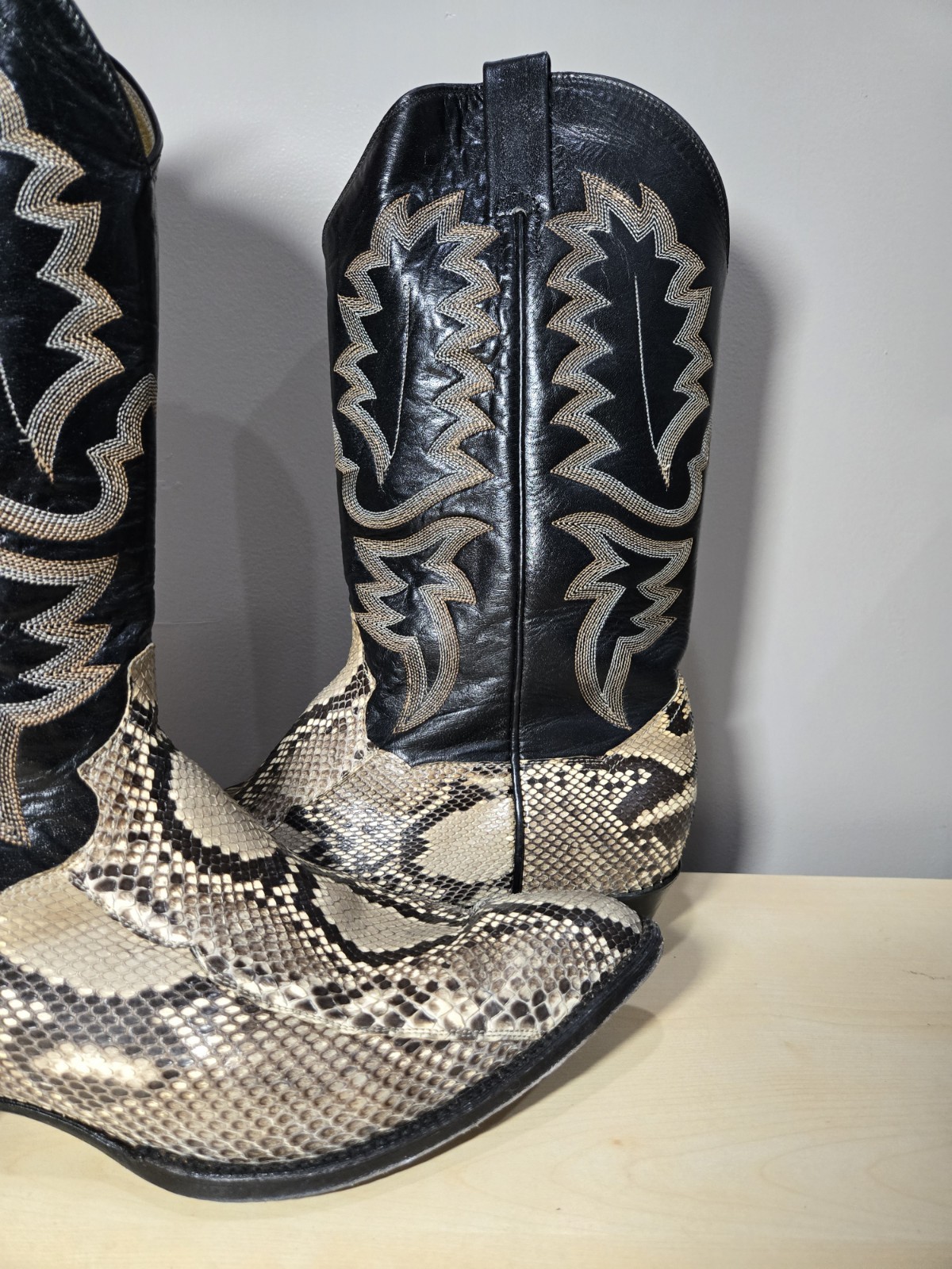 Vintage Panhandle Slims Python Leather Cowboy Boo… - image 3