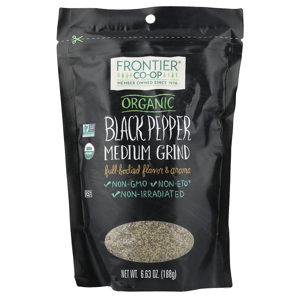 Organic Black Pepper, Medium Grind, 6.63 oz (188 g)