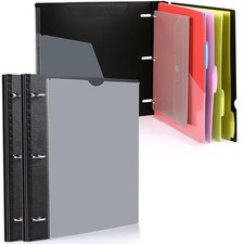 Telescoping Project Organizer 2-Pack, Refillable 3 Ring Binder 2 Pack Black