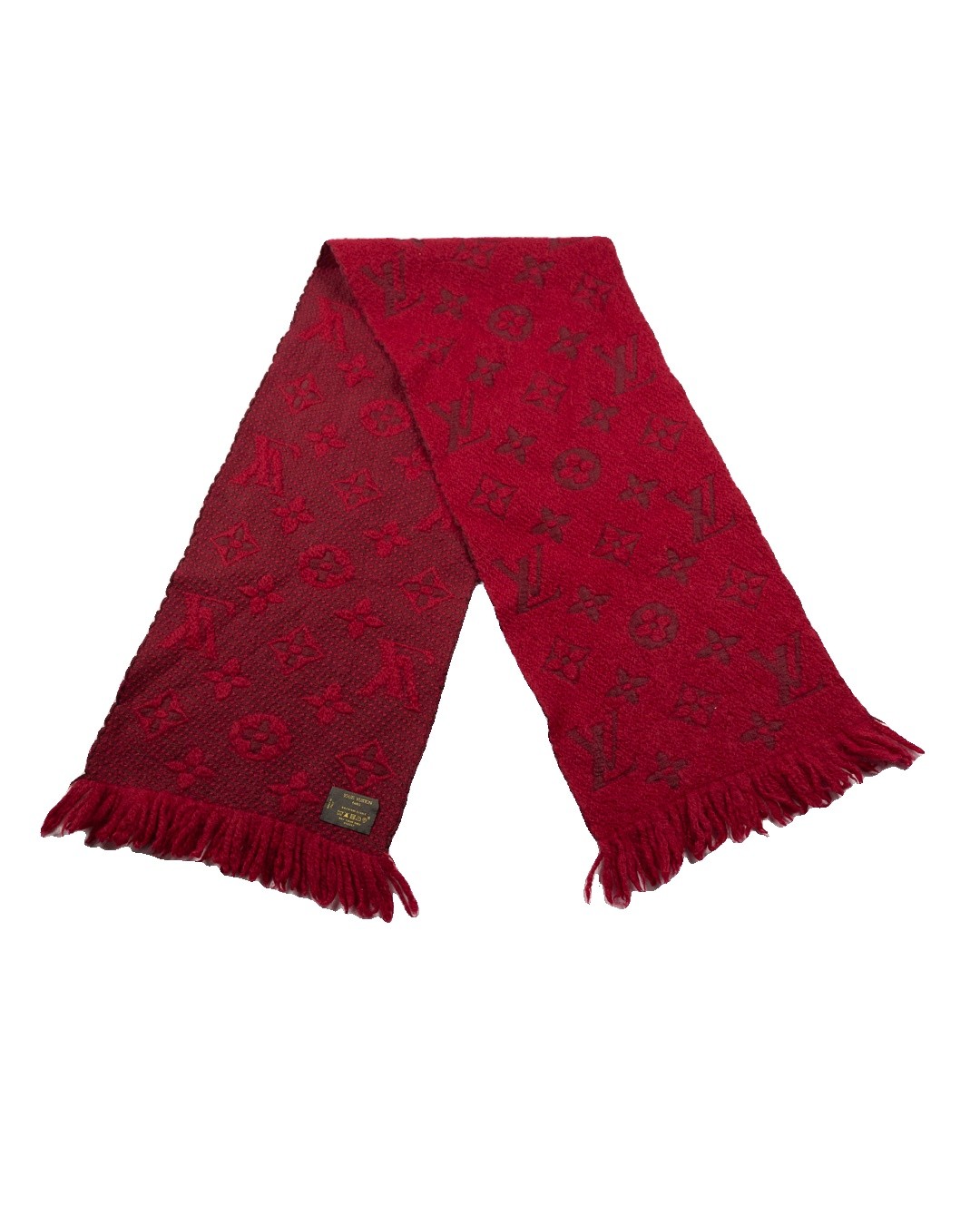 Louis Vuitton Logomania Scarf Red Ruby Wool Silk Monogram Echarpe M72432