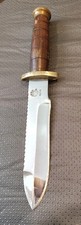 Vintage Lion Steel Combat Knife, Made In Italy, Spear Point With Saw Teeth